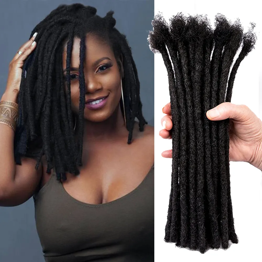 Human Hair 100% Handmade Permanent Dreadlock Extensions Can Be Curled and Bleached Locs Extension with Needle