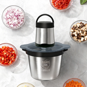 Procesador de Alimentos, Picadora de Alimentos de 2 Velocidades, Molinillo de Carne con Recipientes de Acero Inoxidable y Vidrio, Función de Apagado Automático con Botón Mejorado - Product Image 5