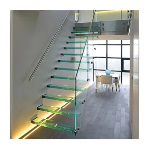 מגולוון תיקו זכוכית מעקה מדרגות מדרגות צפות זכוכית stpes