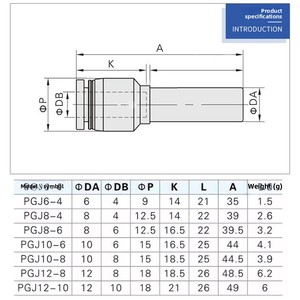 Intubación de diámetro variable, piezas neumáticas rectas, tubo reductor traqueal, varilla de inserción, accesorios de junta neumática - Product Image 4