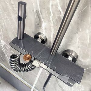 Moderno scaldabagno termostatico a parete in ottone 1/1 lucido Set doccia bagno cromato morbido - Product Image 1