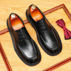 Chaussures habillées formelles pour hommes en cuir véritable, nouveau style personnalisé, avec semelles épaisses et bouts ronds, pour mariage - Product Image 6