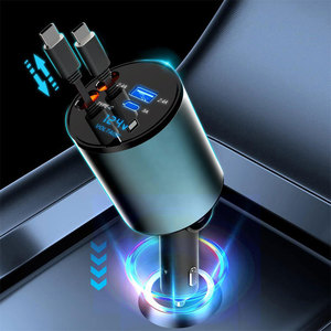 Chargeur De Voiture Rétractable Populaire Chargeur Rapide De Voiture 60W Adaptateur 4 En 1 Chargeur De Voiture Autolader Cargador De Coche - Product Image 3