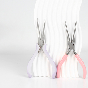 ピンク/パープル多機能スチールクロスネイルクリップカーブ彫刻クリップネイルアートシェーピングピンセットネイルエクステンションツール - Product Image 1