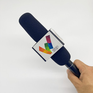 Drapeau de microphone personnalisé avec logo, en ABS, forme carrée, pour interview TV, avec éponge, à personnaliser soi-même - Product Image 6