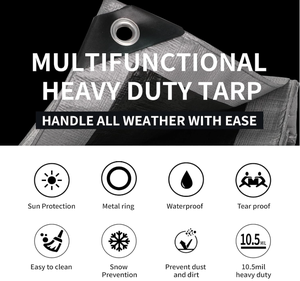 Bâches robustes imperméables argentées 12 mil, grandes bâches avec œillets et bords renforcés, résistantes aux UV, résistantes aux déchirures et à la décoloration - Product Image 2