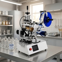 Applicateur d'étiquettes semi-automatique Gofar pour bouteilles carrées, machine à étiqueter les bouteilles plates double face, machine à étiqueter les bouteilles avec date