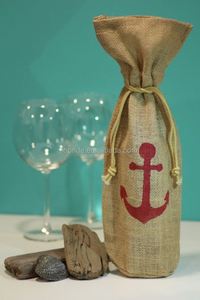 Usine Vente Toile De Jute Xmas Party Favor Sacs pour Bouteille De Vin Goodie - Product Image 4