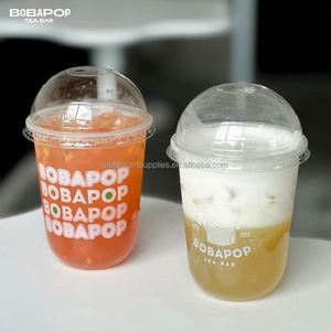 Gobelet en plastique PET transparent en forme de U avec couvercle, personnalisable avec logo imprimé, pour bubble tea, boissons gazeuses et café, à emporter - Product Image 4