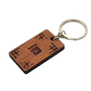 Unique handmade wooden keychains souvenir key ring holder carving engraved custom logo kitchen key chains for wholesale