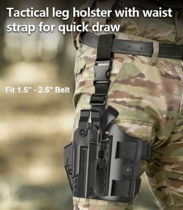 Étui tactique en cuir avec sangle de cuisse antidérapante et attache rapide pour suspension à la taille ou à la jambe - Product Image 1