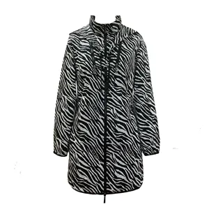 2023 새로운 여성 봄 여름 폴리 에스테르 자카드 얼룩말 패턴 캐주얼 긴 재킷 후드 야외 사용자 정의 로고