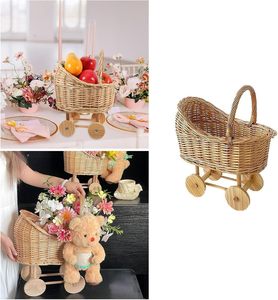 Passeggino in Rattan tessuto a mano <span class=keywords><strong>rustico</strong></span> tessuto in Rattan <span class=keywords><strong>moderno</strong></span> unico composizioni floreali facili decorazioni Creative per la <span class=keywords><strong>casa</strong></span> verticale - Product Image 5