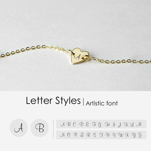 Escrito Carta símbolo 8MM corazón en forma de encanto pulsera de acero inoxidable - Product Image 4