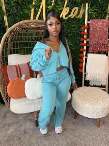 新しい<span class=keywords><strong>2</strong></span>ピースパーカーセット女性の衣装ファッションジッパースウェットパンツとパーカー秋冬ツーピーススウェットスーツセットトラックスーツ2024 - Product Image 5