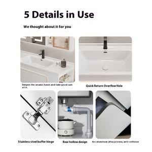 Meuble de salle de bain moderne en bois, à suspendre, avec lavabo et miroir LED – Offre spéciale - Product Image 5