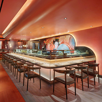 Diseño de Restaurante de Sushi en 3D Estilo Japonés, Mesas y Sillas de Restaurante, Muebles de Comida Rápida, Sofá de Dos Plazas con Asientos Laterales Dobles
