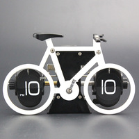 Creative BIKE DESIGN Horloge de bureau à rabat automatique Horloge à rotation de page Horloge à rabat rétro vintage automatique