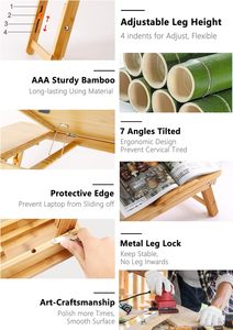 Góc có thể điều chỉnh có thể gập lại tre máy tính xách tay đứng bàn bàn với chống trượt dải - Product Image 4