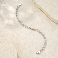 Pulsera de Moissanita con Engaste Redondo en Plata de Ley 925, Piedras de 0.1ct, 16.5-19cm, 3 Tamaños, Joyería Hip Hop para Hombre y Mujer
