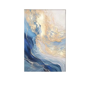 Tableau mural abstrait à l'huile sur toile, cadre doré, impression rectangulaire, peinture décorative pour salon et entrée - Product Image 5