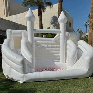 Château gonflable de luxe blanc 3 en 1 avec toboggan et piscine <span class=keywords><strong>à</strong></span> balles pour enfants - Product Image 2