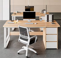 Mesa de ordenador de escritorio de oficina minimalista moderna con cajones, estación de trabajo ergonómica para personal de oficina en casa