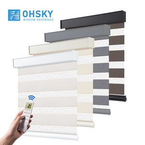 Electric Smart Motorized PVC Zebra <strong>Shade</strong> Curtains Semi Blackout <strong>Automatic</strong> Layer Blind <strong>Window</strong> Remote Control Sunshade Function - Product Image 1