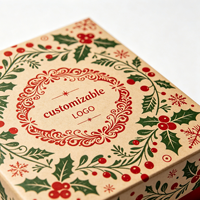Boîte d'emballage rétro en forme de sapin d'hiver, deux pièces, impression couleur personnalisée pour décorations de Noël en céramique, petit coffret cadeau pour la maison