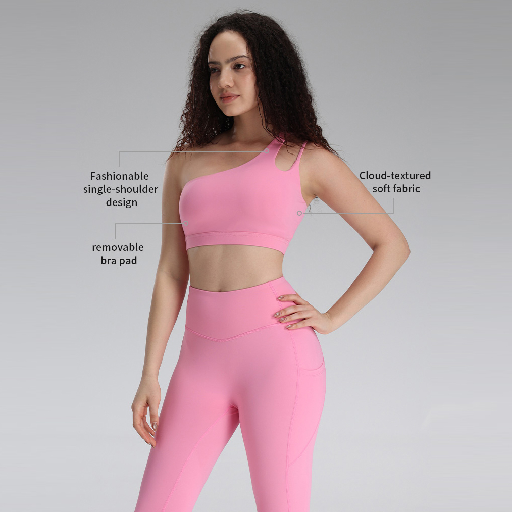 Women's Beautiful Back Gym Sports Underwear Oblique Shoulder Shockproof Yoga Bra Irregular Straps Breathable Running Sports Bra