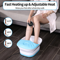Bain de pieds chauffant pliable à infrarouge avec massage à bulles, 16 rouleaux de massage, bassin de trempage des pieds, 110-240V, 5L