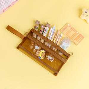 Student A6a5a4 Patroon Handtas Met Schattige Cartoon Mesh Opslag Modieuze Aanpasbare Print Rits Bestand Tas Voor Documentgebruik - Product Image 2