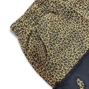 High Quality 100% Cotton Gold Leopard Print Patchwork Cutout Wide Leg Pants <b>Men's</b> Elastic Waist Drawstring Hem Streetwear - Product Image 5