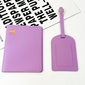 Ensemble porte-carte d'identité et porte-passeport en cuir PU, étiquette de bagage, couverture de passeport en cuir PU, étiquette de bagage de <span class=keywords><strong>voyage</strong></span> pour les voyages d'affaires - Product Image 5