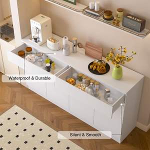 <span class=keywords><strong>Buffet</strong></span> <span class=keywords><strong>de</strong></span> rangement avec 4 portes et 2 tiroirs, sans poignées, organisateur <span class=keywords><strong>de</strong></span> cuisine, étagères réglables, conception anti-basculement, écologique - Product Image 3