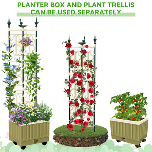 Boîte à fleurs empilable de forme carrée série Crown auto-arrosant en acier léger et durable pour intérieur extérieur jardin USA entrepôt - Product Image 3