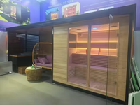 Sauna extérieur moderne 3-en-1 avec douche et bassin de trempage froid, construction en bois massif, cabine de sauna Triunity
