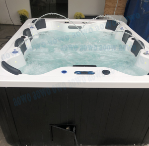 Baignoires spa jacuzzis pour <span class=keywords><strong>8</strong></span> personnes jupe noire tube chaud spa <span class=keywords><strong>extérieur</strong></span> hydro bros piscine à froid système balboa carré de natation - Product Image 4