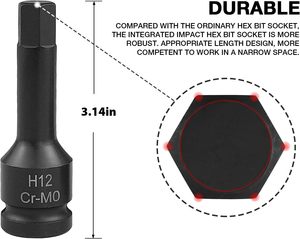 Peaktop <span class=keywords><strong>20pcs</strong></span> SAE/Metric 1/2 "Ổ đĩa tổng thể tác động Hex Bit Ổ Cắm bộ - Product Image 4
