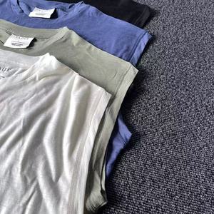 Canotta da Uomo Estiva in 100% <span class=keywords><strong>Lana</strong></span> Merino da 170 g/m², Tinta Unita, Vestibilità Ampia, Girocollo in <span class=keywords><strong>Cotone</strong></span>, Oversize - Product Image 2