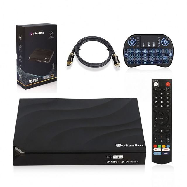 Best Android Tv Box Vseebox Blue-tooth Voice Remote High Speed LAN Ultra Slim Quad Core Set-top Box Hot in USA 8K Media Player