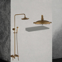 Ensemble de robinetterie de douche murale apparente, style rétro européen, monocommande, en acier inoxydable chromé, avec barre coulissante et fonction pause