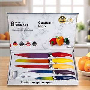Juego de Cuchillos de Cocina de Alta Calidad de 6 Piezas, Coloridos, para Verduras y Frutas, Aptos para Lavavajillas, Cuchillos de Chef de 8 Pulgadas con Caja de Regalo - Product Image 1