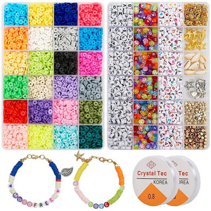 Hot 24 Colors Plastic Box Packing Alphabet Beads Flat Round Polymer Clay Beads Kits for Jewelry Making Accessories