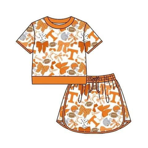 Tenues d'été personnalisées pour équipes scolaires : T-shirt, jupe, short et culotte intégrée pour petites filles – Ensembles de boutique pour sœurs - Product Image 2