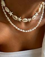 Perle de verre en cristal de pierre naturelle bohème un collier pendentif étoile de mer avec plage d'été océan pour unisexe