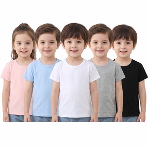 <span class=keywords><strong>Camiseta</strong></span> básica personalizada Unisex para niños pequeños, camisetas 100% de algodón de manga corta de Color sólido liso en blanco, camisetas para niños y niñas - Product Image 1
