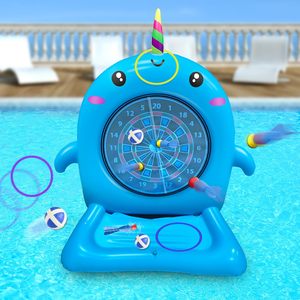 Jeu de fléchettes gonflable licorne pour piscine - Formes et zones de points personnalisables, matériau PVC sûr pour enfants et adultes - Product Image 1