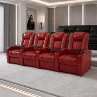 Fauteuils de cinéma maison modernes avec appuie-tête électrique double, sièges de jeu inclinables, chargeur USB Type-C, 4 fauteuils en cuir véritable
