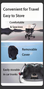 All-in-<span class=keywords><strong>One</strong></span> Trọng lượng nhẹ có thể gập lại vật nuôi Xe đẩy du lịch ngoài trời giỏ hàng cho mèo và chó làm bằng vật liệu Oxford - Product Image 6
